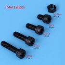 120pcs M5 8/12/16/20 Hex Socket Cap Screws Bolts Nuts Kit with Case Black EM
