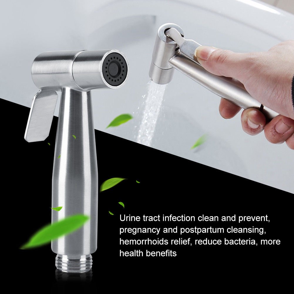 Wall-mounted Hand Held Bidet Sprayer Set with T-Adapter Valve Hose and Holder
