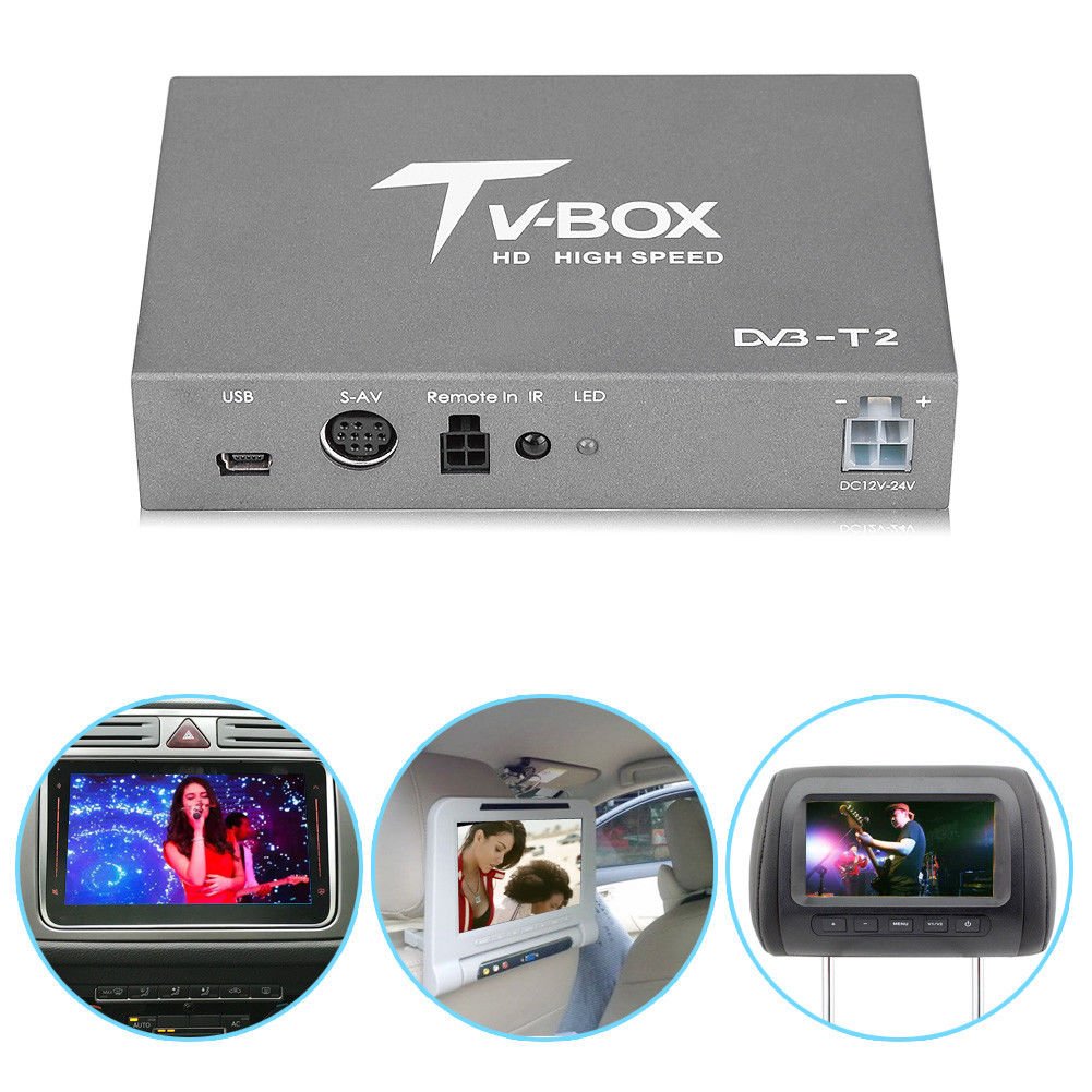 1080P HD DVB-T2 Car Mobile Digital TV Box Analog Tuner Receiver Antenna Remote