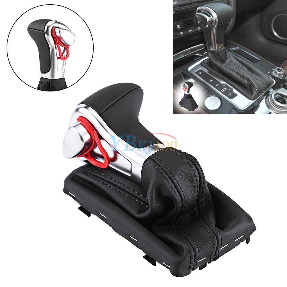 Outstand Leather Chrome Gear Shift Knob Gaiter Boot Cover Set For Audi A5 A4L Q5