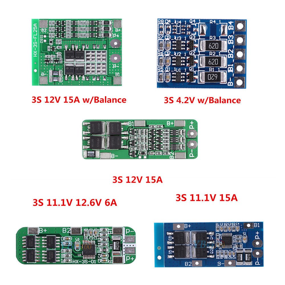 3S 6A/15A 11.1V 12.6v 18650 Lithium Battery BMS Protection PCB Board W/ Balance