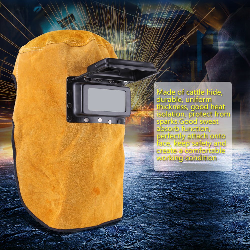 New Leather Hood Welding Helmet Mask Solar Darkening Filter Lens Welder Gift coi
