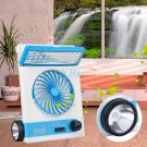 Solar Power/AC Rechageable 2-in-1 Camping Cool Fan Light LED Lantern Cooler Blue