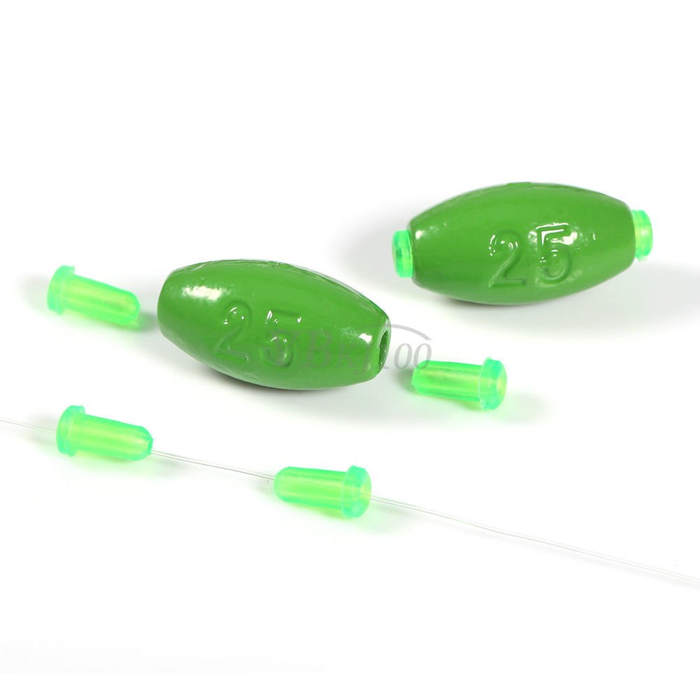 Green 20Pcs/Set Olive Shape Weights Pure Lead Sinkers Sea Fishing Tackle