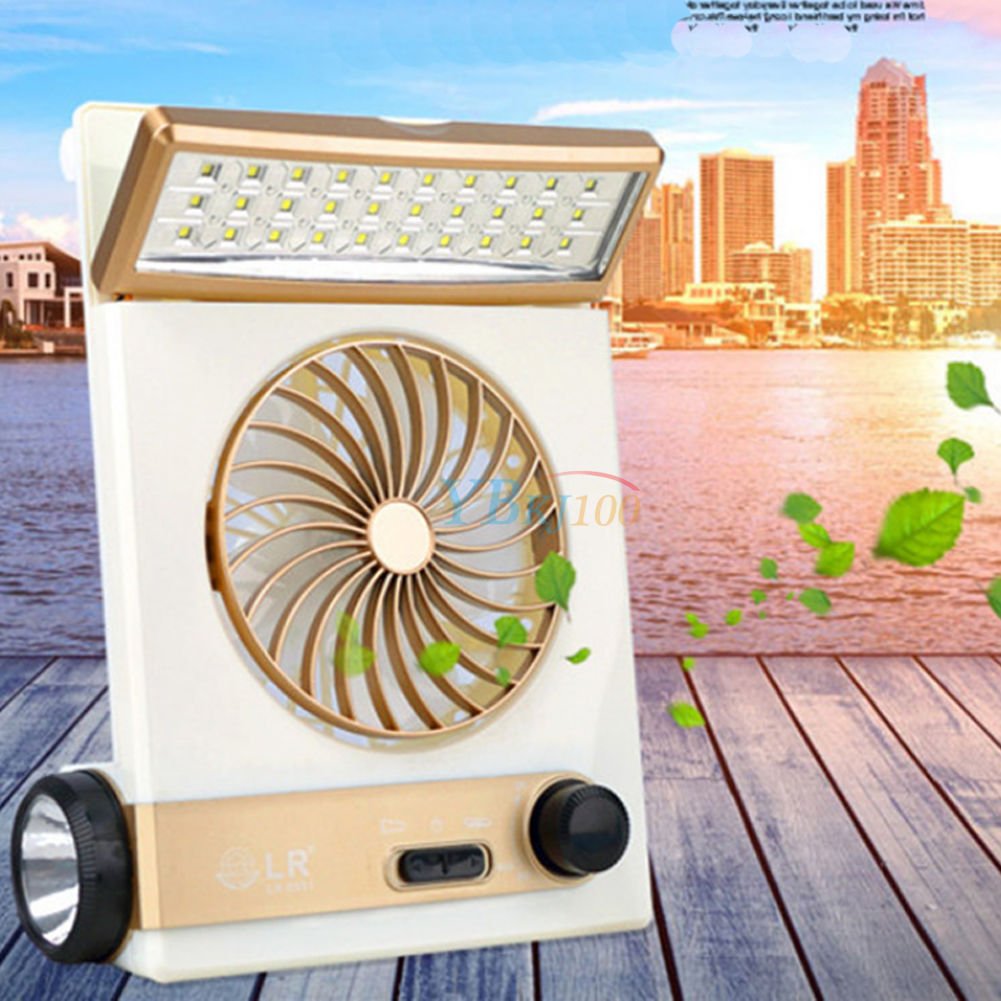 2-in-1 Solar Power Rechageable Camping Cool Fan Light Tent LED Lantern Cooler