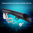 Universal Motorcycle Motocross Exhaust Muffler Pipe Tip Black Stainless Steel