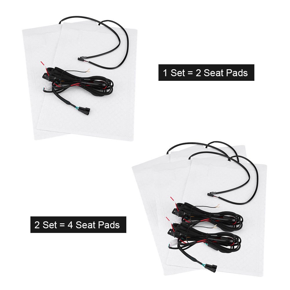 2pcs/4pcs White Carbon Fiber Car Heated Seat Heater Pads Kit w/ Round Switch EL