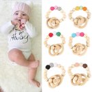 Natural Wooden Baby Teether Bracelet Crochet Beads Teething Ring Infant Toy Gift