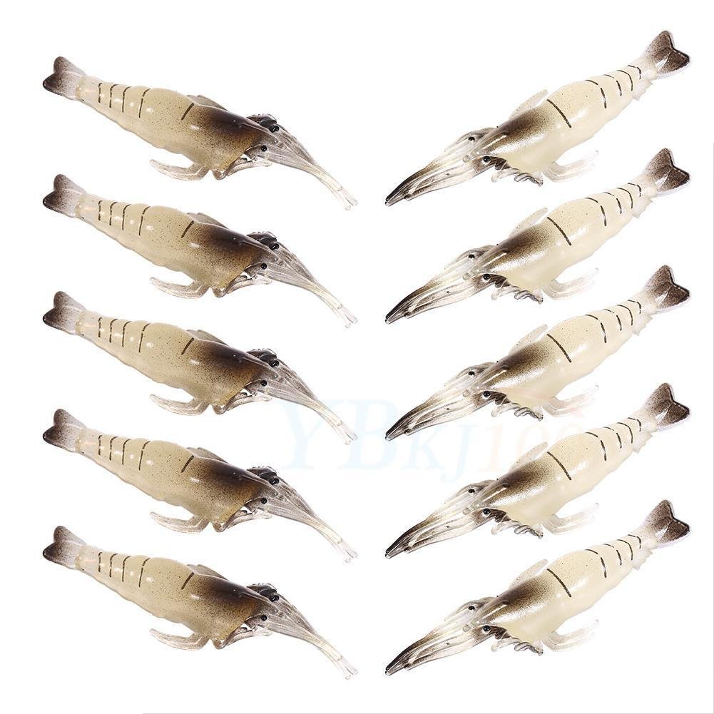 10Pcs 5CM Shrimp Soft PVC Prawn Lure Tackle Bait Saltwater Bass Fishing Lures