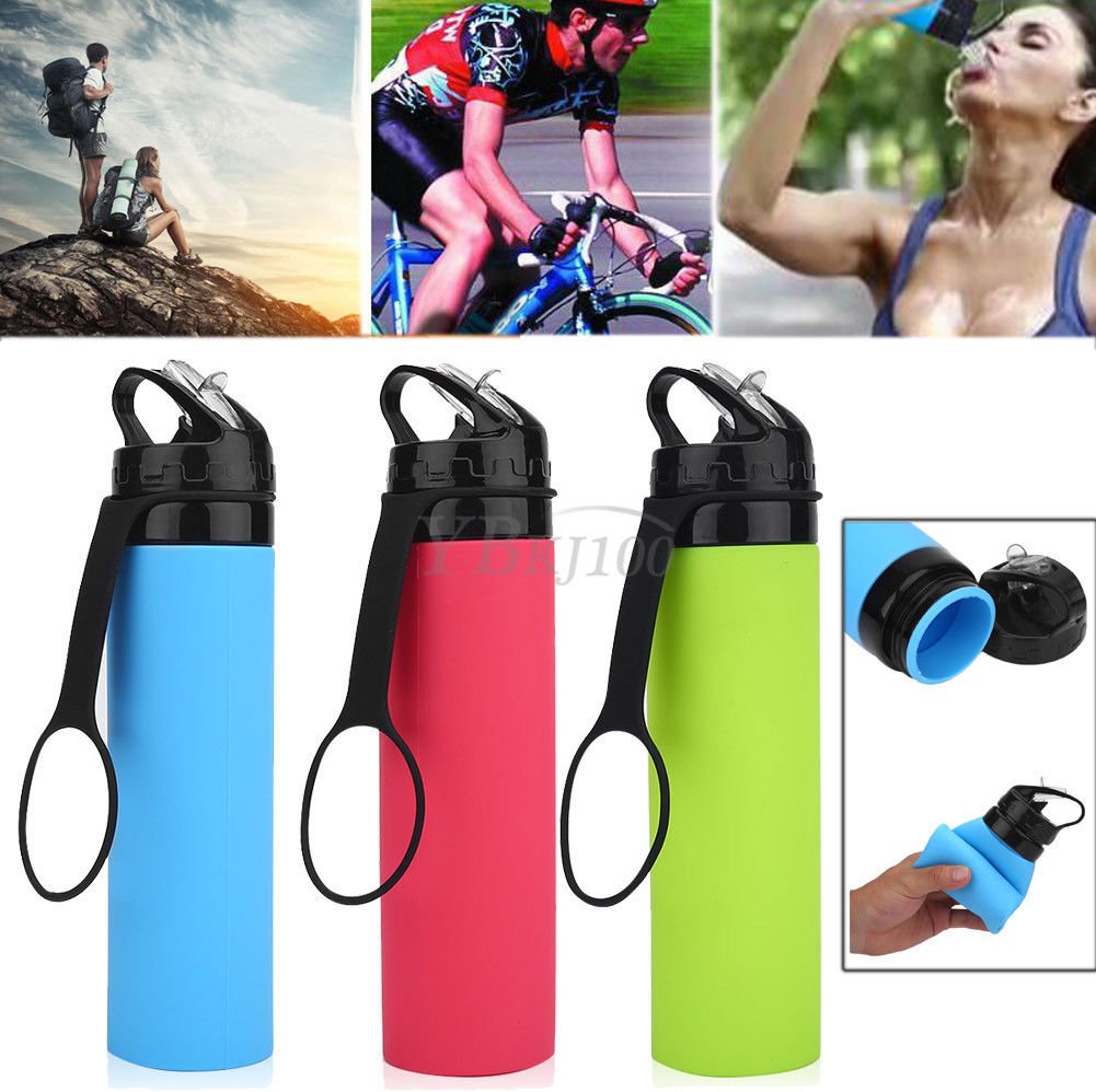 Lightweight Travel Collapsible Silicone Flex Water Bottle Foldable