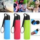 Lightweight Travel Collapsible Silicone Flex Water Bottle Foldable Hiking 600ML