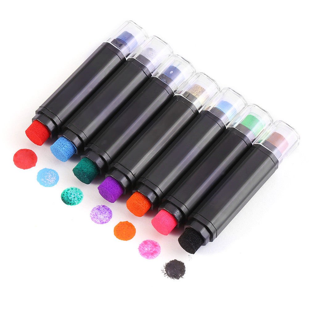 7pcs Ink Pad Pens 2 In 1 Portable Rubber Stamps DIY Scrapbooking Hand Card Craft