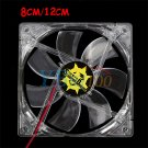 120mm/80mm 4 Blue LED Light Computer PC Clear Case Quad 12CM/8CM CPU Cooling Fan