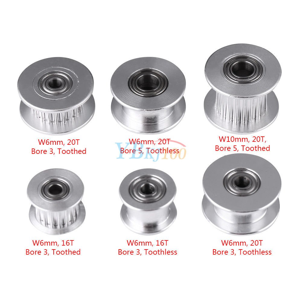 16/20T Teeth GT2 Timing Belt Pulley 3/5mm Bore Bearing fr 3D Printer 6/10mm Belt