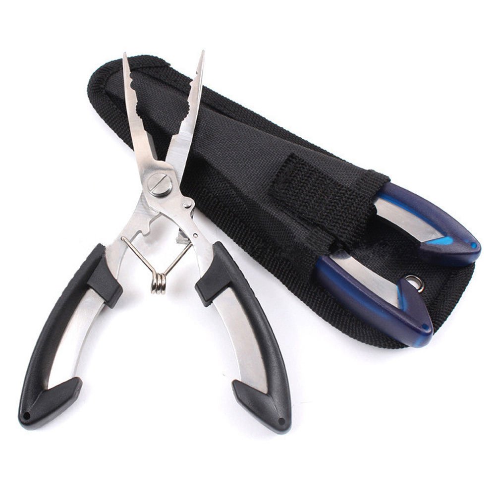 Fishing Pliers Scissors Wire Line Cutter Remove Hook Removers Tackle Tool +Bag