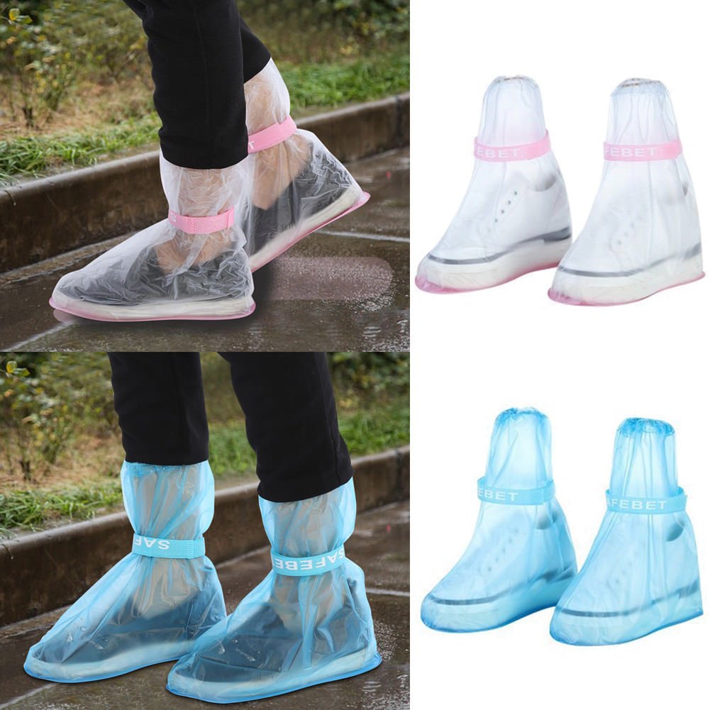 PVC Kids Children Waterproof Fold Rain Boots Cover Wellies Overshoes Transparent