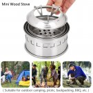 Stainless Steel Mini Wood Stove with 3 Support Arm for Camping Hiking BBQ Picnic