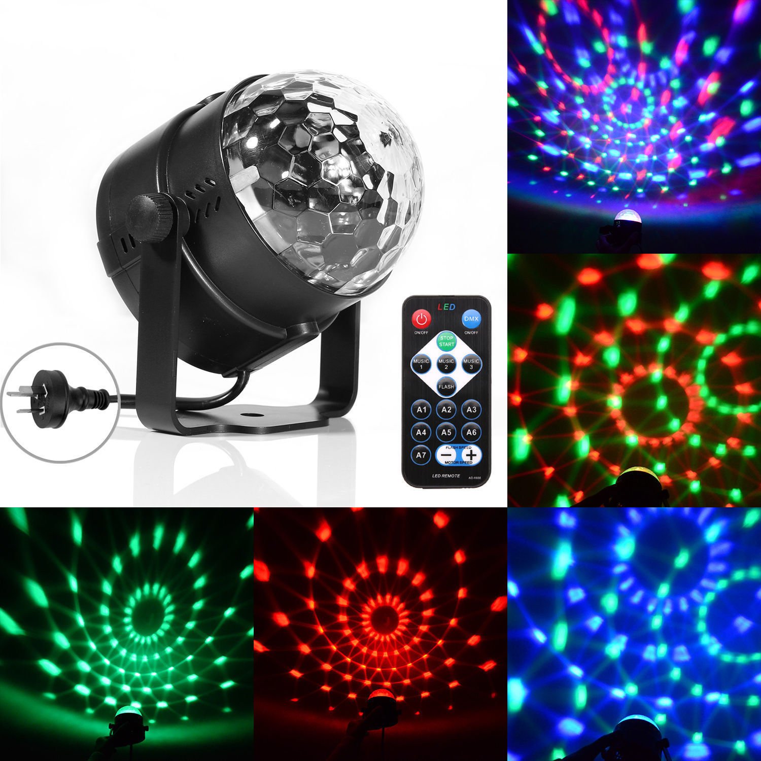 RGB LED Stage Light Disco Home Party Crystal Magic Ball Effect Lamp With Remote
