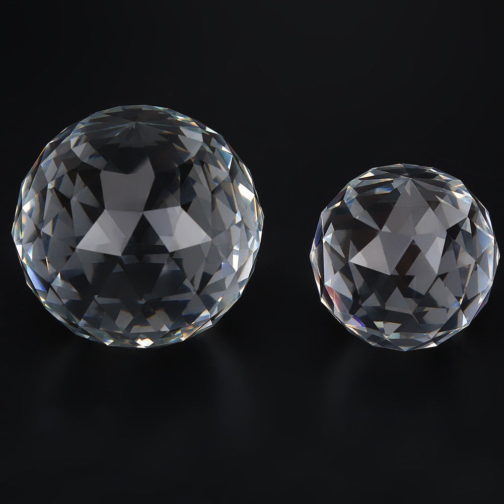 Clear Cut Crystal Sphere 60/80mm Faceted Gazing Ball Prisms Suncatcher Decor coi