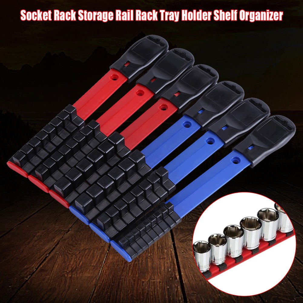 3PCS 1/2'' 1/4'' 3/8'' Wall Mounted Socket Rack Rail Tray Holder Shelf Organizer