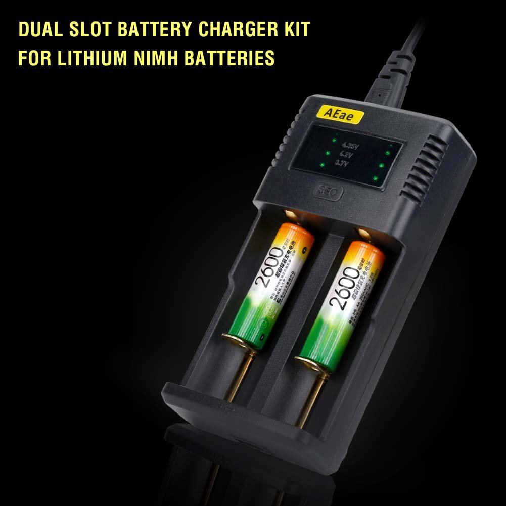 Dual Slot US Plug Battery Charger For Li-ion 18650 26650 AA AAA Lithium Battery