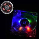Clear 4-Pin PC Computer Case CPU Cooler Cooling Fan Radiator w/ LED Light 80mm