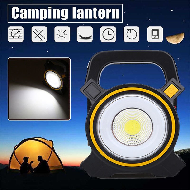 2X USB Solar Portable LED Rechargeable Lantern Outdoor Camping Hiking Lamp Light