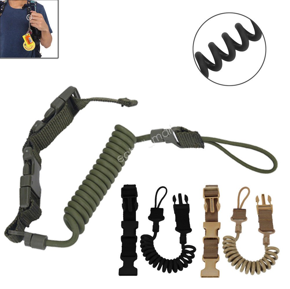 3 Colors Dive Coil Lanyard With Clips & Quick Release Buckle for Snap Scuba Dive