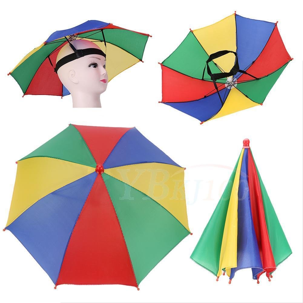 Outdoor Foldable Sun Umbrella Hat Golf Fishing Camping Headwear Cap Head Hats