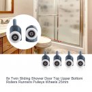 8x Twin Sliding Shower Door Top Upper Bottom Rollers Runners Pulleys Wheels 25mm