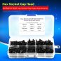 300pcs M3*6/8/12/16/20 Hex Socket Cap Screws Bolts Nuts Assortment Kit Black