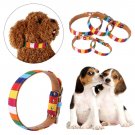Soft Pet Collar Canvas Leather Rainbow Dog Cat Puppy Adjustable Neck Buckle