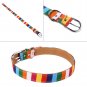 Soft Pet Collar Canvas Leather Rainbow Dog Cat Puppy Adjustable Neck Buckle