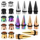 5Colors 36PCS/Set Stainless Steel Ear Expander Stretching Tapers and Tunnels