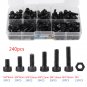 240x M4 Black Steel Cap Head Hex Socket Cap Screws Nuts Assortment Kit w/Box ech