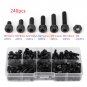 240x M4 Black Steel Cap Head Hex Socket Cap Screws Nuts Assortment Kit w/Box ech