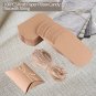 100 PCS Kraft Paper Pillow Box Wedding Favor Gift Party Candy Box w/ String coi