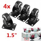4 Pack 1.5" PU Swivel Castor Wheels Top Plate & Bearing Trolley Furniture Caster