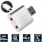 Aluminum USB 2.0 External 7.1 Channel Sound Card Adapter Audio Support Mac Linux