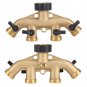 Tap Connector Splitter 4 Way 3/4" Hose Pipe Switcher Nozzle For Garden Lawns