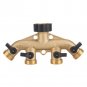 Tap Connector Splitter 4 Way 3/4" Hose Pipe Switcher Nozzle For Garden Lawns