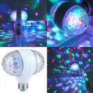 Disco Stage RGB E27 LED Light Crystal Ball Bulb 2-Head Rotating Party Xmas Decor
