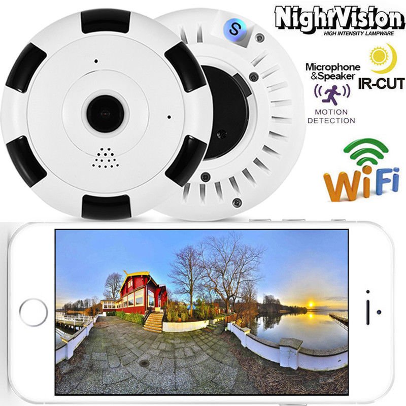 Mini 360&Acirc;&deg; Degree Panoramic Wireless Wifi IP Fisheye Camera 1080P HD Night Vision