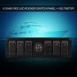 12V-24V Car RV Marine 6 Gang Waterproof Red LED Rocker Switch Panel Voltmeter EL