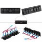 12V-24V Car RV Marine 6 Gang Waterproof Red LED Rocker Switch Panel Voltmeter EL