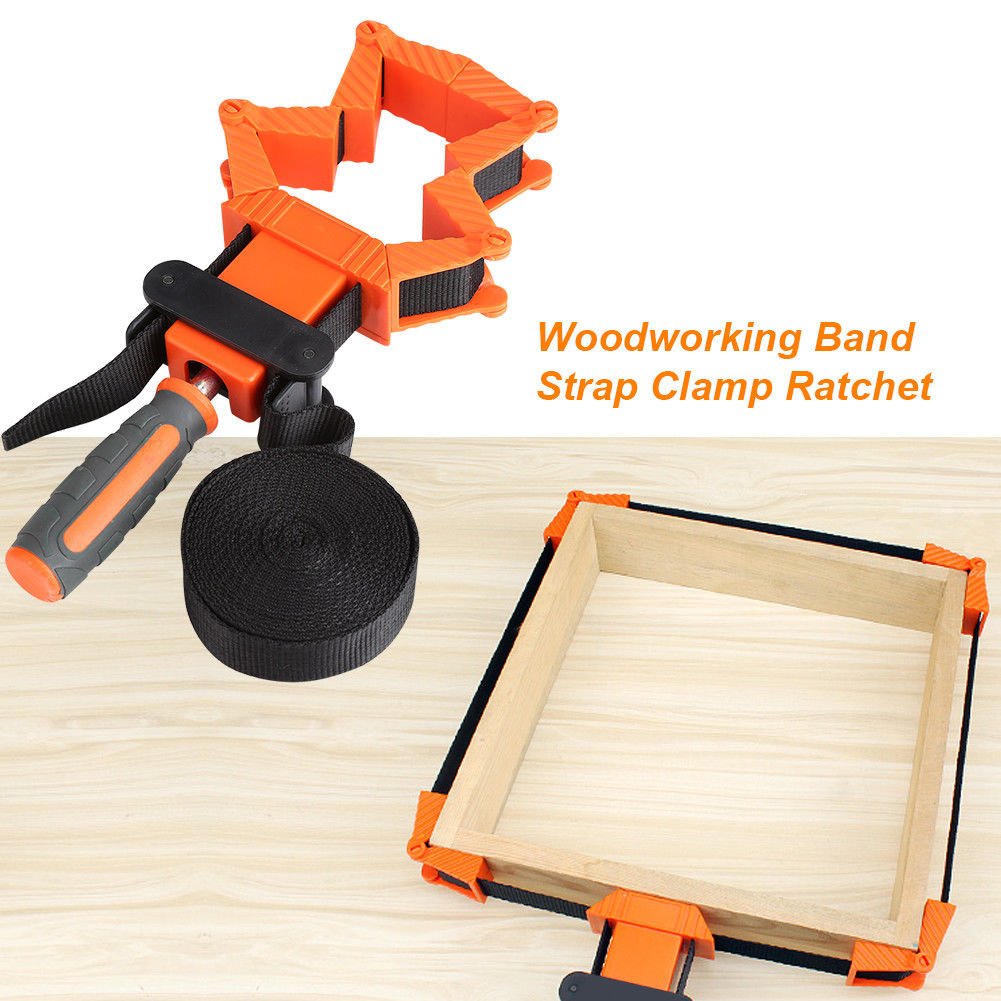 Adjustable Picture Frame Woodworking Band Strap Clamp Ratchet Corner Vise Tool