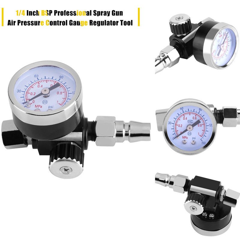 1/4Inch BSP Thread Spray Gun Air Regulator With Pressure Gauge Diaphragm Control