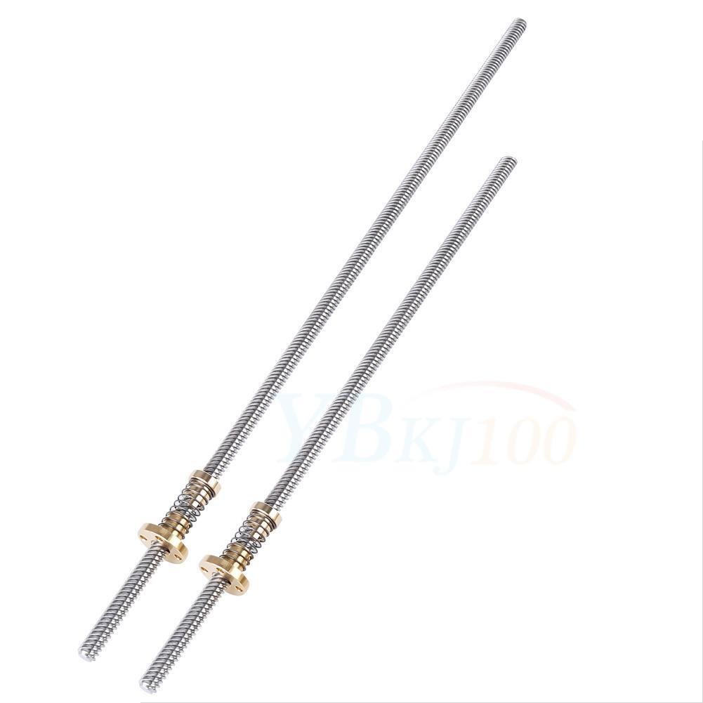 T8 Lead Screw Pitch 2mm Lead 8mm 300mm/400mm + Nut for 3D Printer CNC Machine