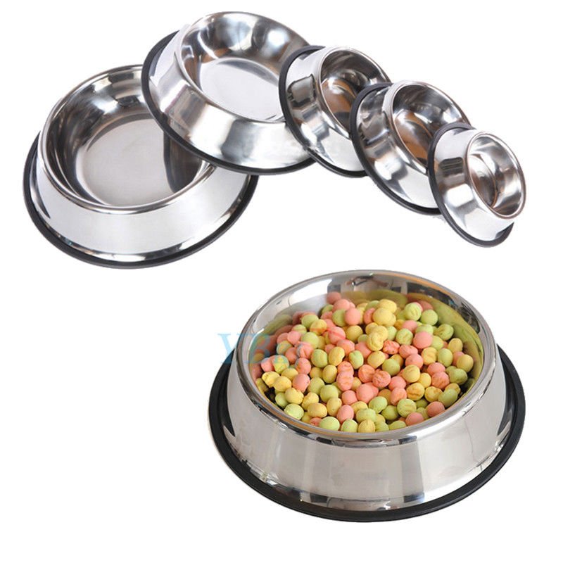 Stainless Steel Non Slip Feeding Food Water Dish Bowls for Pets Dog/Cat S-XL New