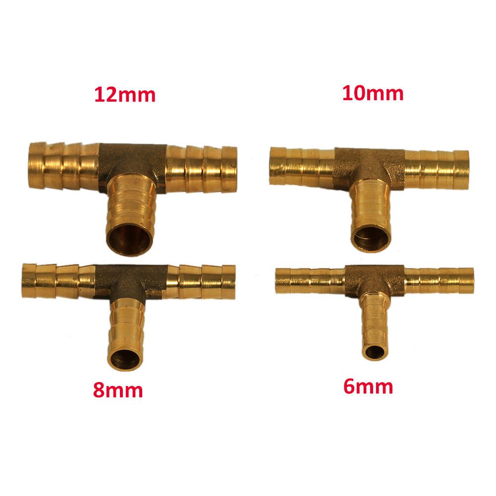 T Joiner Piece 3 WAY Solid Brass Connector Pipe Hose Reducer Air Gas Fuel Water